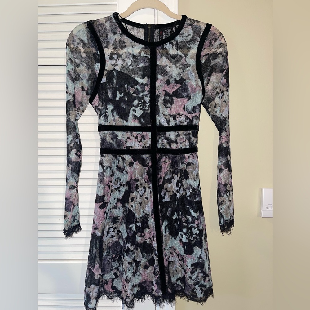 Fire Los Angeles Black and Pink Long Sleeve Dress